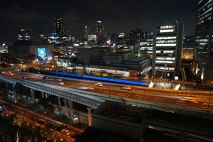 Night view in Osaka, overlooking the Metropolitan Expressway.